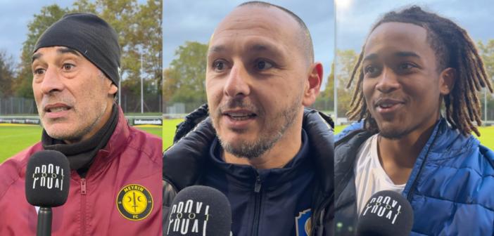 Mattéo Djoumgoué, Samir Boughanem et Domingos Ribeiro à l’interview après Meyrin – Azzurri (0-1)